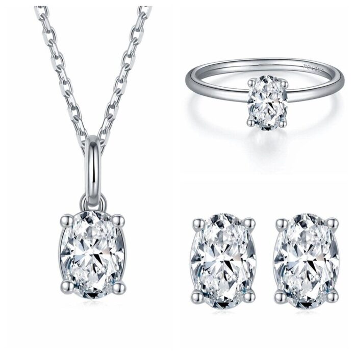 4-Piece Minimalist Moissanite Jewelry Gift Set with Adjustable Ring for $89