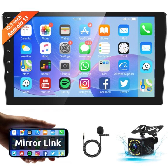 10″ Touchscreen Telescopic Mount Wireless Car Display with Apple CarPlay & Android Auto Support for $64
