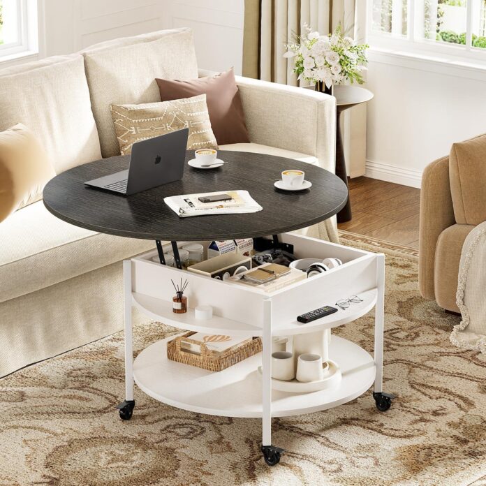 Lift Top Rolling Coffee Table with Storage for $124