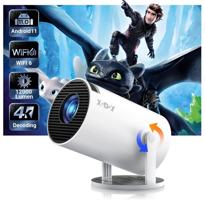 XGODY Gimbal M1 720p HD Smart Mini Projector for $53