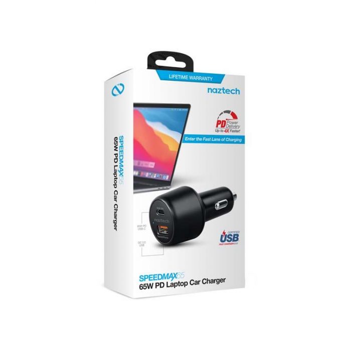 Naztech SpeedMax65 65W PD/18W QC 3.0 Car Charger for $24