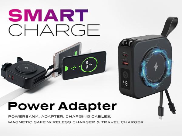 Statik® SmartCharge 5-in-1 10,000mAh Power Bank with Wall Plug & Built in USB-C/Lightning Cables for $44