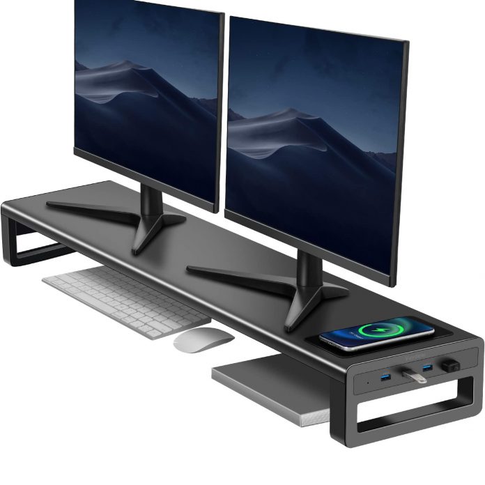 Aluminum Monitor Riser with 8-Port Docking Hub for $149