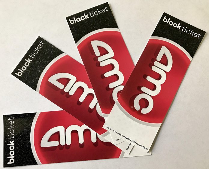 AMC Black Movie Tickets (4-Pack) with 2 Regular Popcorns & 2 Regular Drinks Bundle for $79